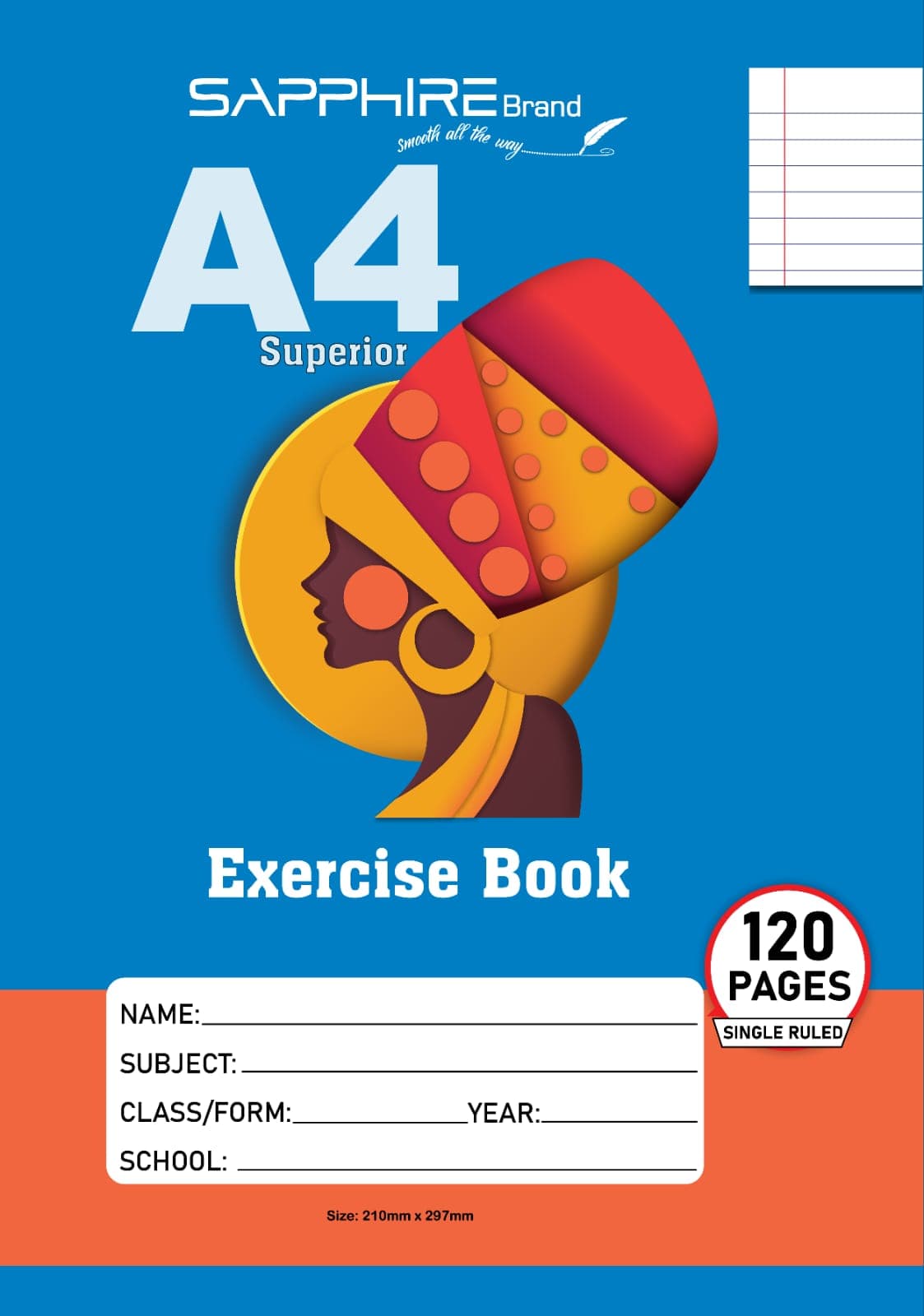 Sapphire Brand A4 Single Ruled exercise book