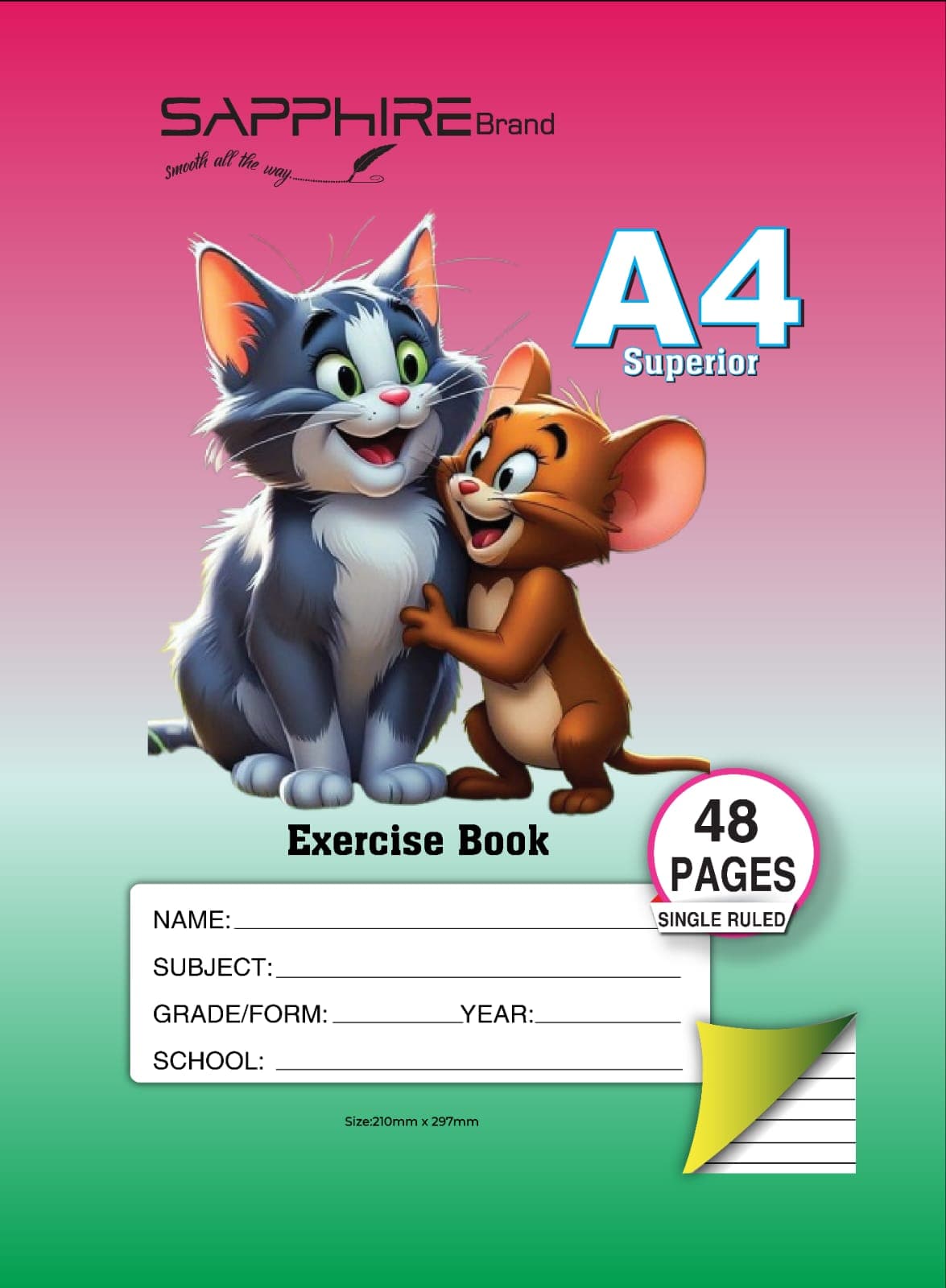 Sapphire Brand A4 Single Ruled exercise book - 48 pages