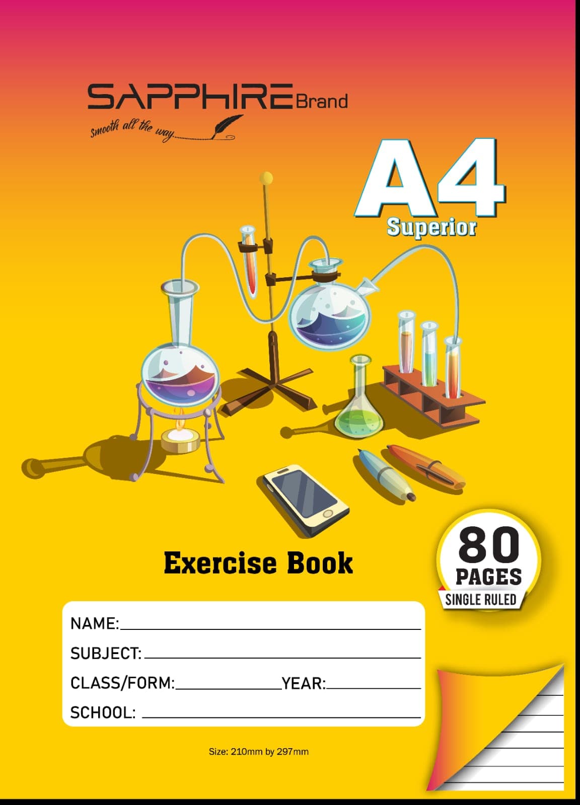 Sapphire Brand A4 Single Ruled exercise book - 80 pages