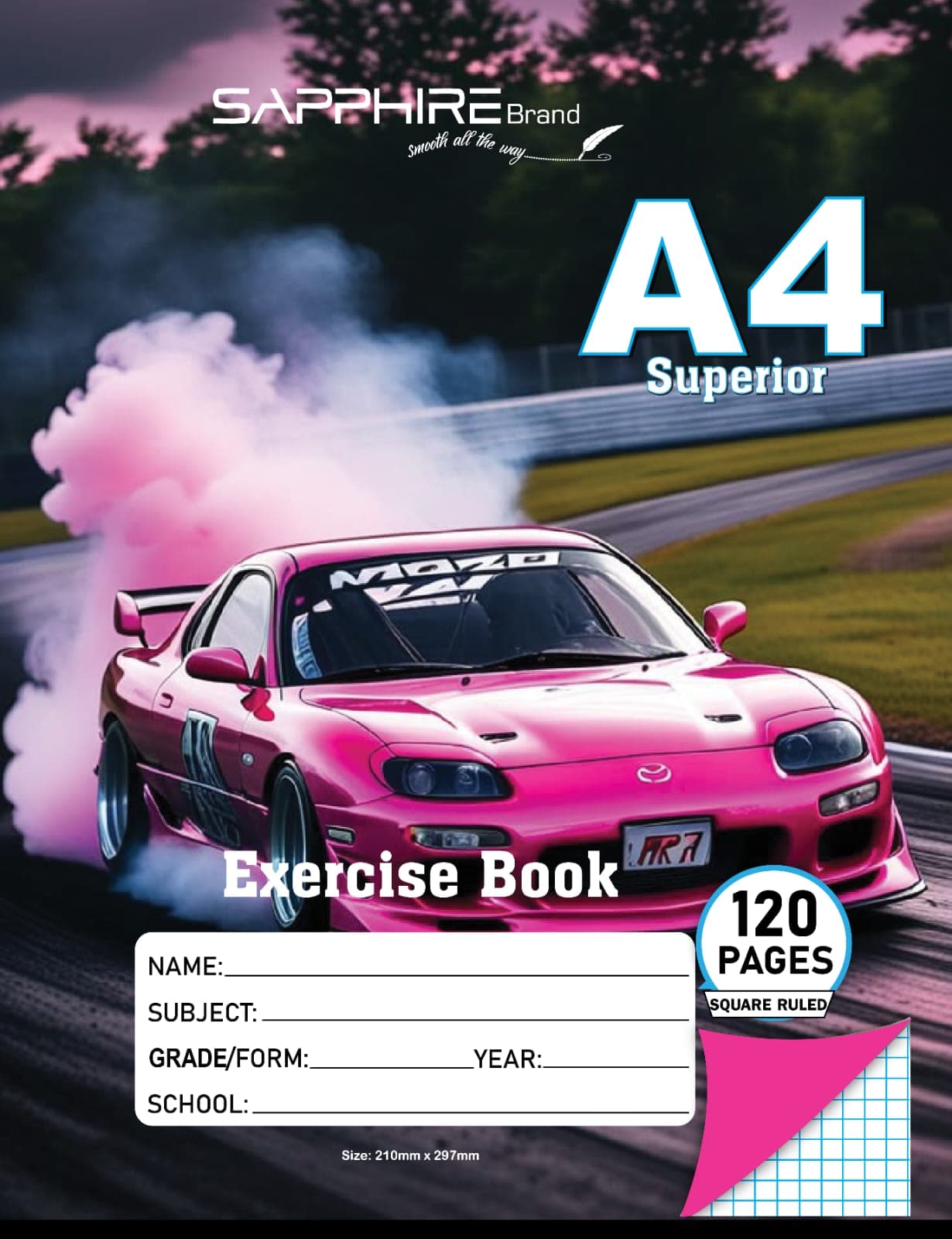 Sapphire Brand A4 Square Ruled exercise book - 120 pages