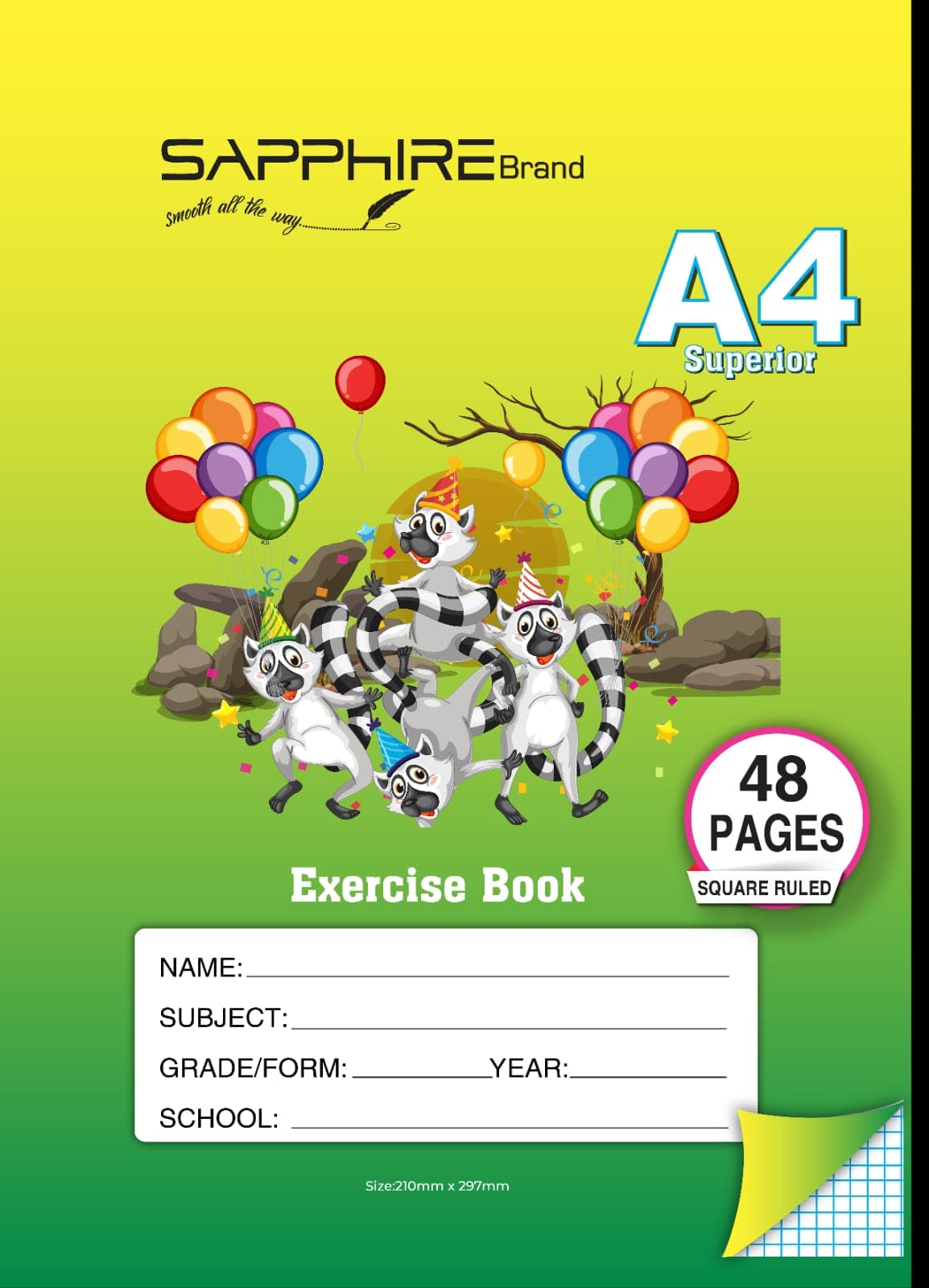 Sapphire Brand A4 Square Ruled exercise book - 48 pages