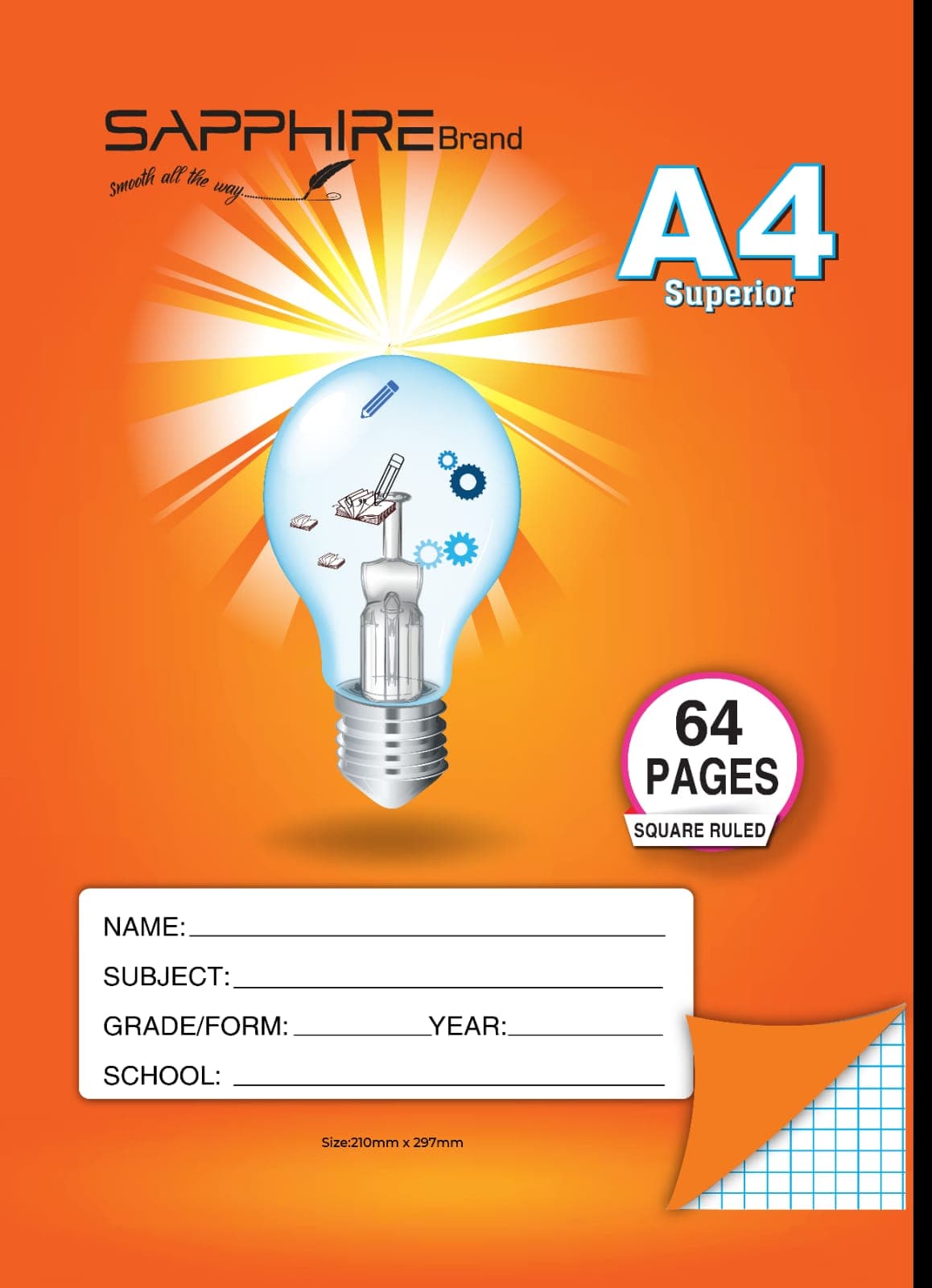 Sapphire Brand A4 Square Ruled exercise book - 64 pages