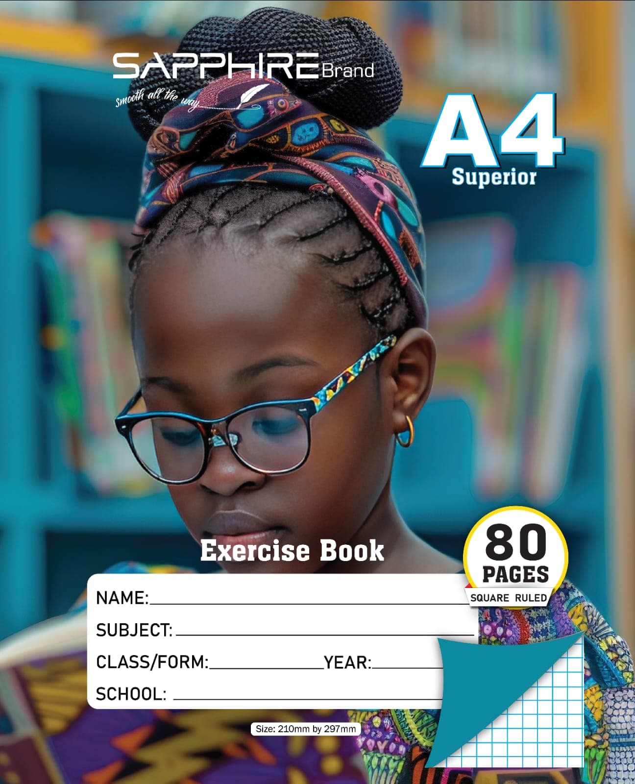 Sapphire Brand A4 Square Ruled exercise book - 80 pages