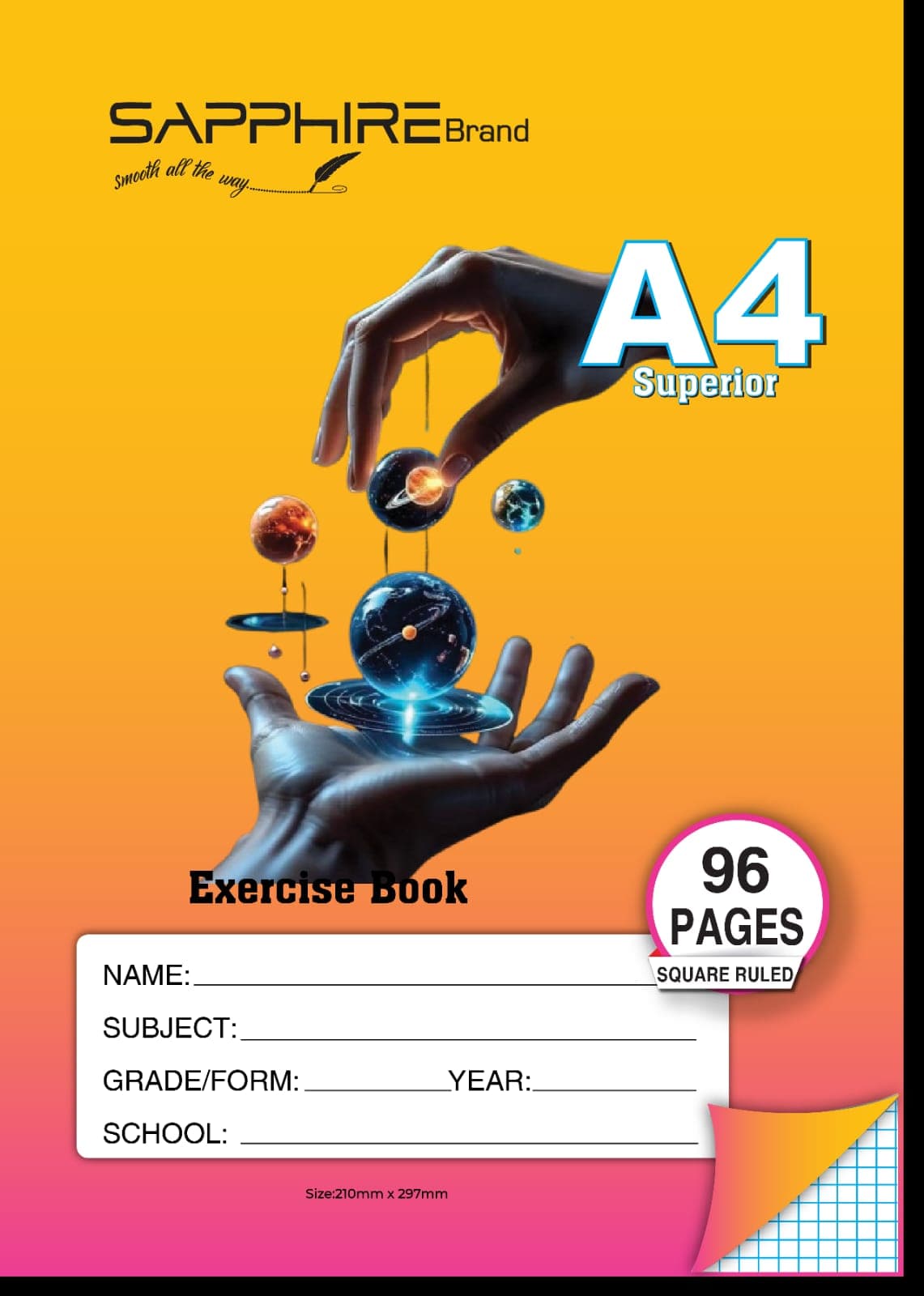Sapphire Brand A4 Square Ruled exercise book - 96 pages