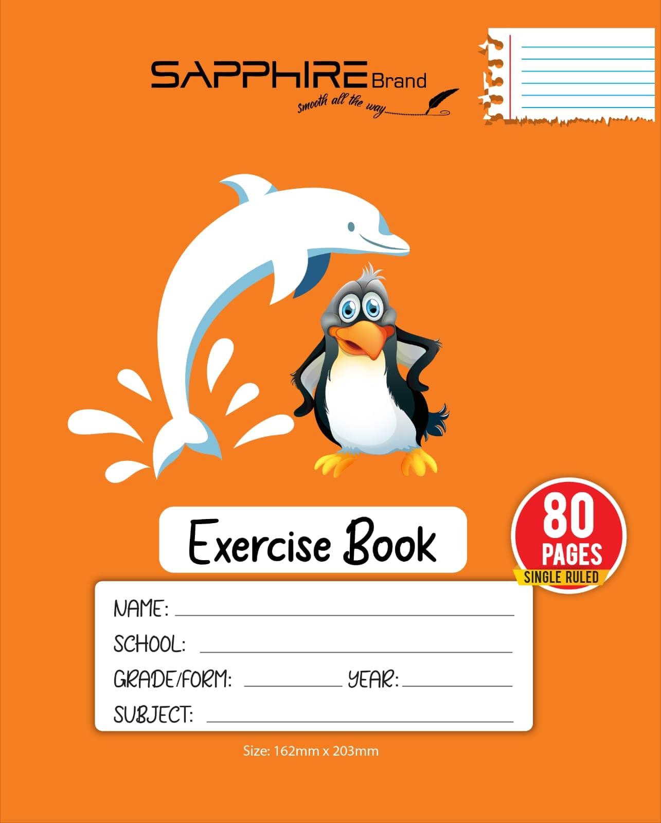 Sapphire Brand A5 Single Ruled exercise book - 80 pages